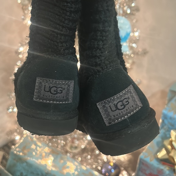 UGG Classic Cardy Knit Boots Black Size 6 - Picture 5 of 7
